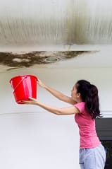 Woman Holding Bucket For MN Roof Leak